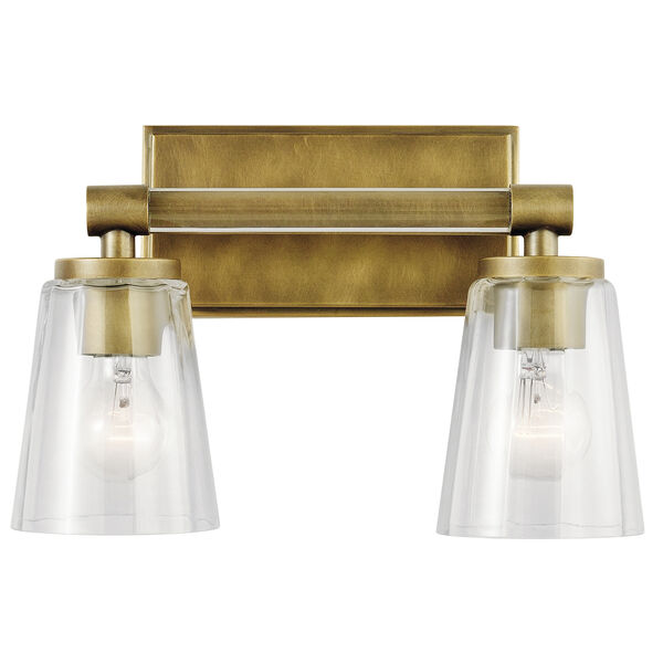 Audrea Natural Brass 14-Inch Two-Light Bath Light, image 2