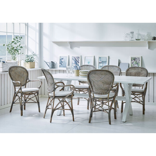 Rossini Taupe Grey Rattan Dining Armchair, image 6