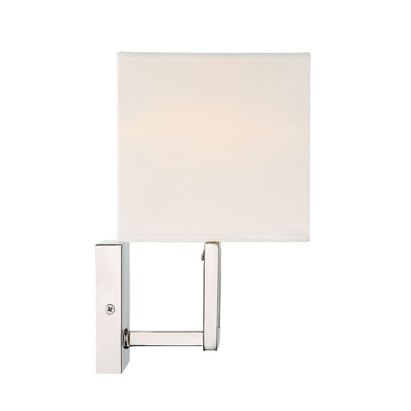 251 First Uptown Polished Nickel One Light Wall Sconce With Square White Fabric Shade Bellacor - Polished Nickel Wall Sconce With Shade