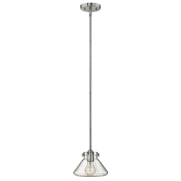 Congress Chrome 8-Inch Mini Pendant with Clear Pyramid Shade, image 1