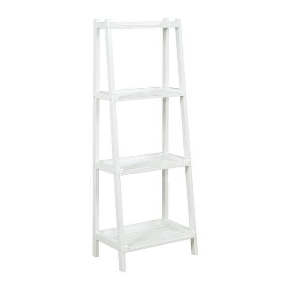 Dunnsville White 4-Tier Ladder Leaning Shelf Bookcase, image 1