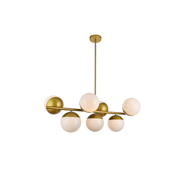 Eclipse Brass and Frosted White 17-Inch Seven-Light Pendant, image 3