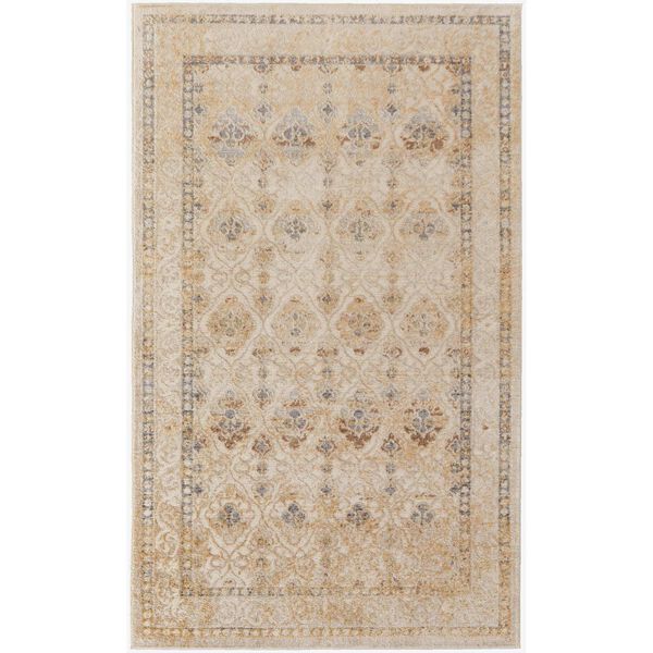 Camellia Bohemian Eclectic Diamond Gray Ivory Rectangular 4 Ft. 3 In. x 6 Ft. 3 In. Area Rug, image 1