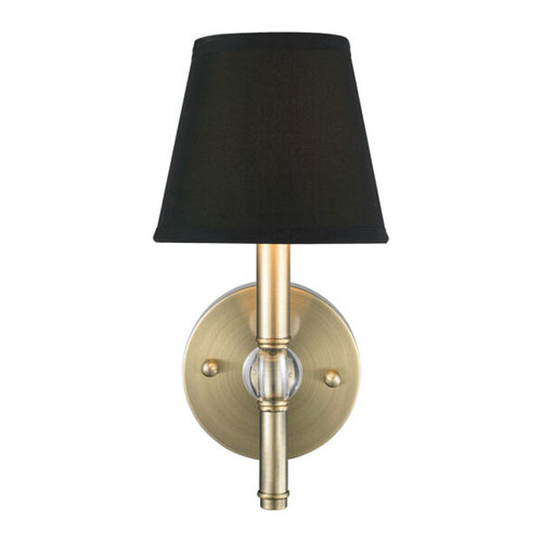 Waverly Antique Brass One-Light Wall Sconce with Tuxedo Shade, image 2