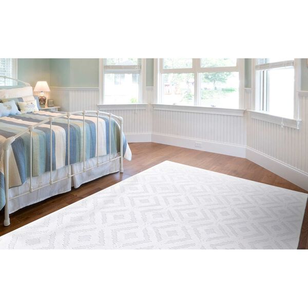 Saphir Mira Farmhouse Solid White Rectangular 5 Ft. 3 In. x 7 Ft. 6 In. Area Rug, image 2