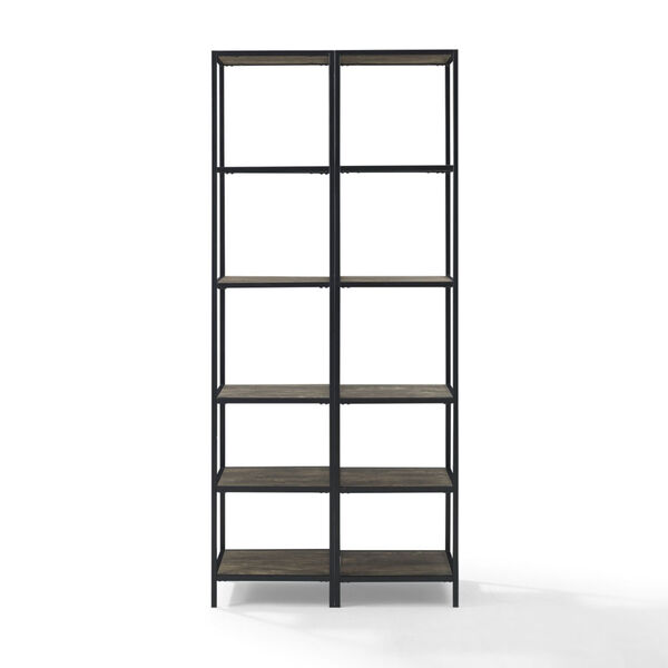 Jacobsen Brown Ash and Matte Black Two-Piece Narrow Bookcase, image 2