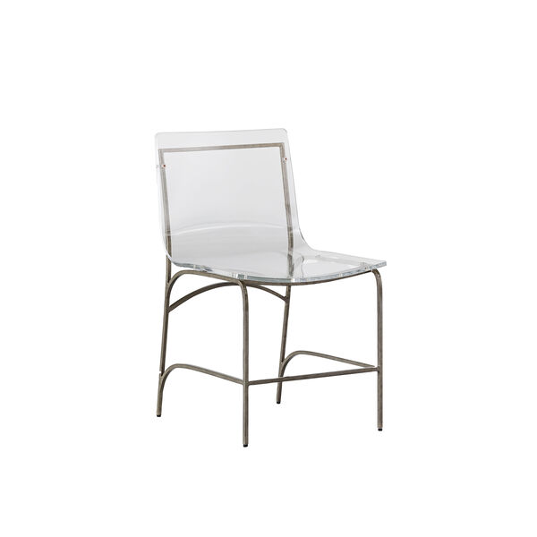 Penelope Antique Silver and Clear Acrylic Dining Chair, image 1