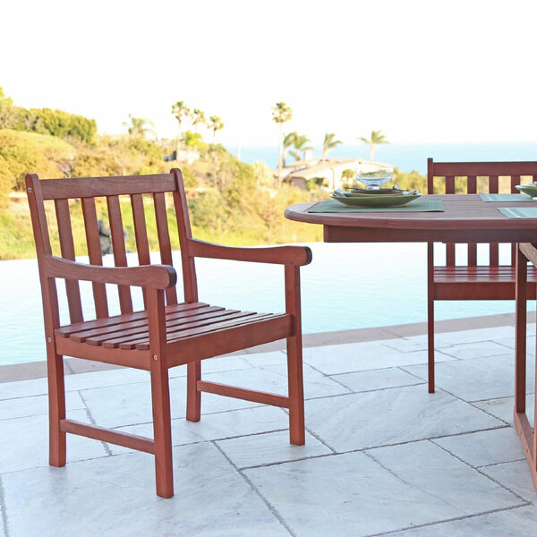 Malibu Outdoor 5-piece Wood Patio Dining Set with Curvy Leg Table, image 5