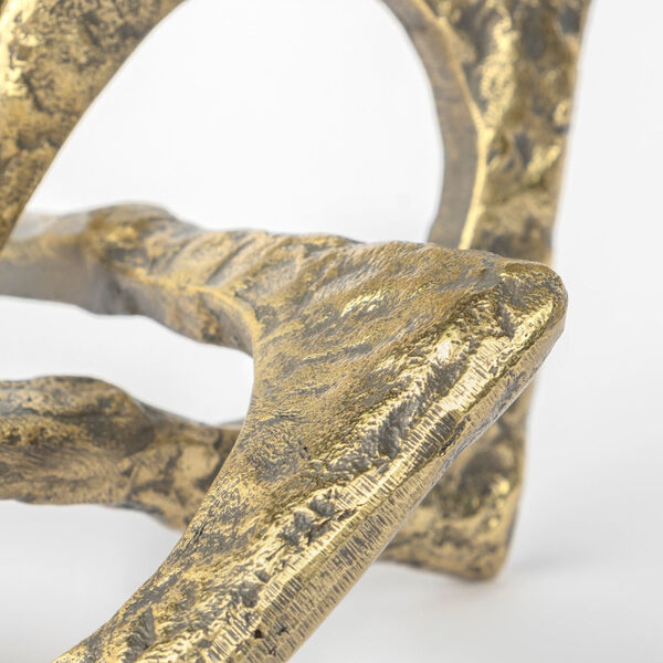 Delaunay I Gold Hammered Metal Interlinked Decorative Object, image 6