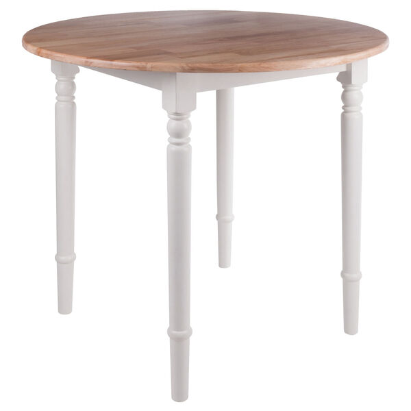 Sorella Natural and White Round Drop Leaf Table, image 1