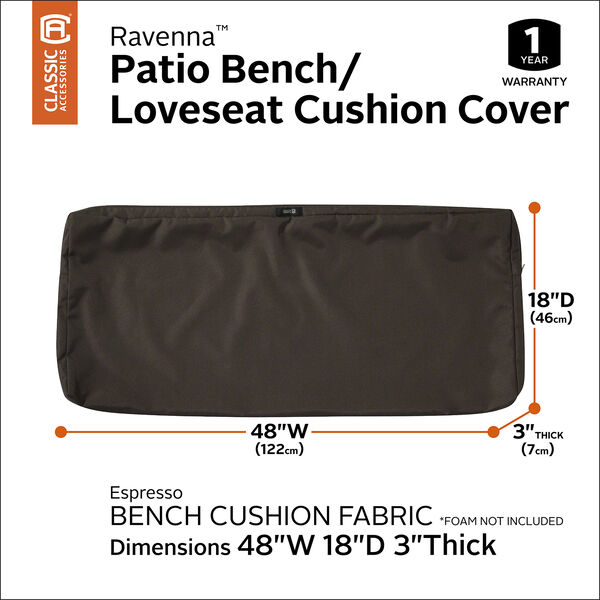 Maple Espresso 48 In. x 18 In. Patio Bench Settee Cushion Slip Cover, image 3
