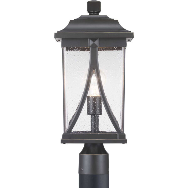 Abbott Antique Bronze One-Light Outdoor Post Lantern With Transparent Seeded Glass, image 3