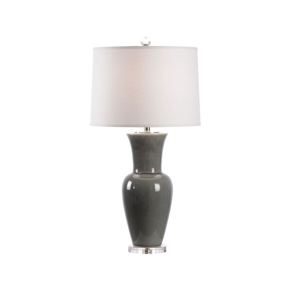 Gray Glaze and Clear One-Light Ceramic Table Lamp, image 1