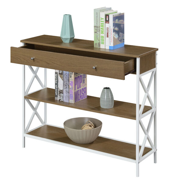 Tucson Driftwood and White Single Drawer Console Table, image 4