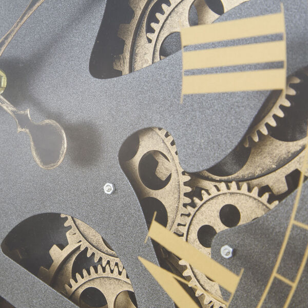 Black and Gold 23-Inch Gear Clock, image 4