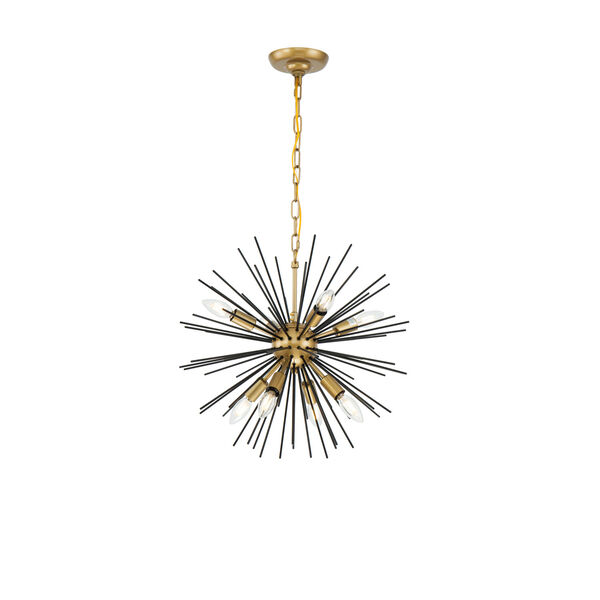 Timber Brass and Black 20-Inch Eight-Light Pendant, image 1