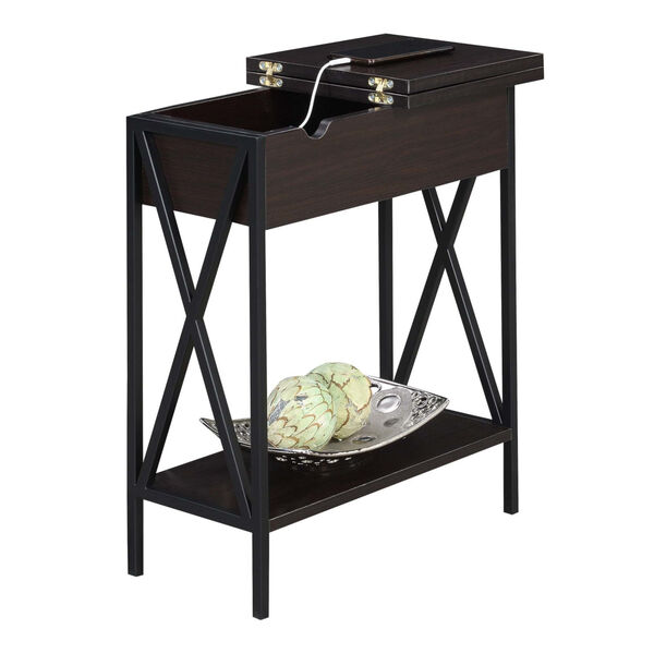 Tucson Flip Top End Table with Charging Station and Shelf, image 2