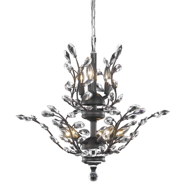 Orchid Dark Bronze Eight-Light Chandelier with Clear Elegant Cut Crystal, image 1