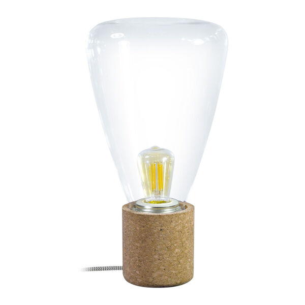 Olival Cork One-Light Table Lamp with Clear Glass Shade, image 1