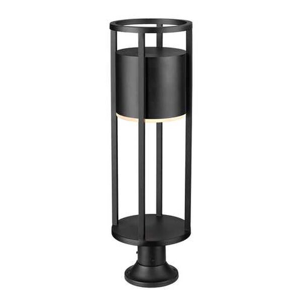 Luca Black LED Outdoor Pier Mounted Fixture with Etched Glass Shade, image 4