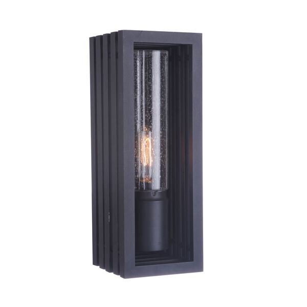 Carmel Textured Matte Black Medium One-Light Outdoor Lantern with Clear Seeded Glass, image 2