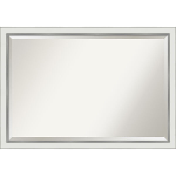 Eva White and Silver 39W X 27H-Inch Bathroom Vanity Wall Mirror, image 1