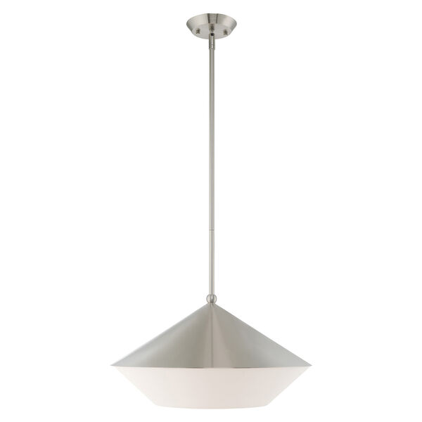 Stockholm Brushed Nickel 18-Inch One-Light Pendant with Brushed Nickel Metal Shade with Hand Crafted Hardback Shade, image 2