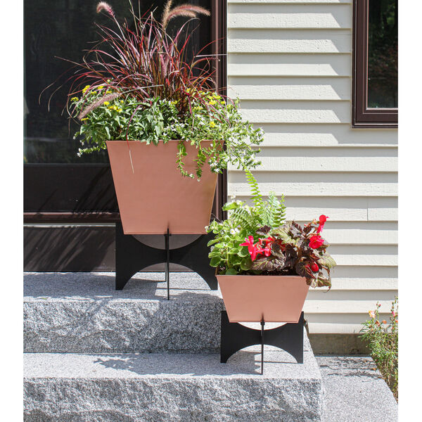 Zaha I Copper Plated Planter with Flower Box, image 6