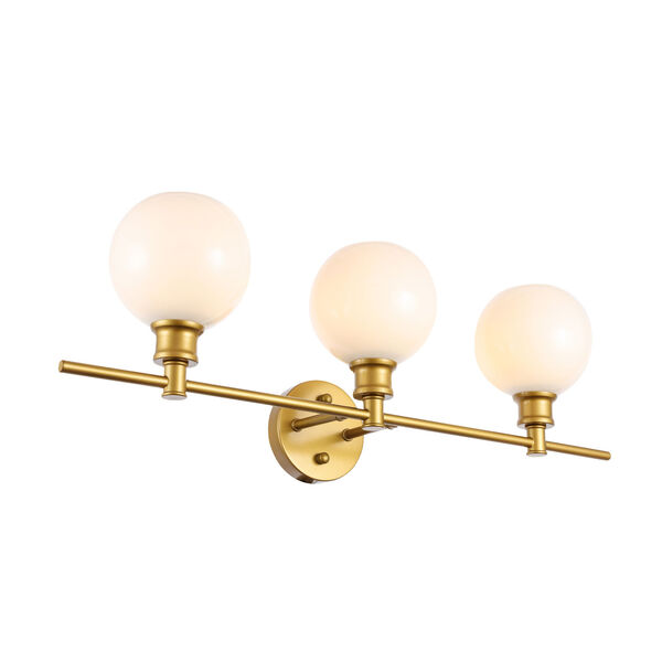 Collier Brass Three-Light Bath Vanity with Frosted White Glass, image 6