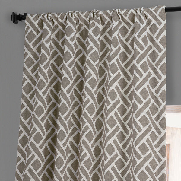 Martinique Taupe and Beige Printed Cotton Blackout Single Panel Curtain, image 3