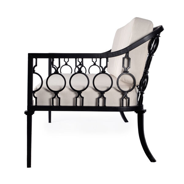 Southport Beige and Black Iron Upholstered Outdoor Sofa, image 4