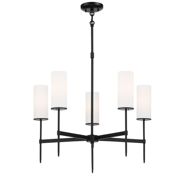 First Avenue Coal Five-Light Chandelier with Etched White Glass Shade, image 1