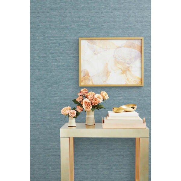 Impressionist Blue Challis Woven Wallpaper, image 2