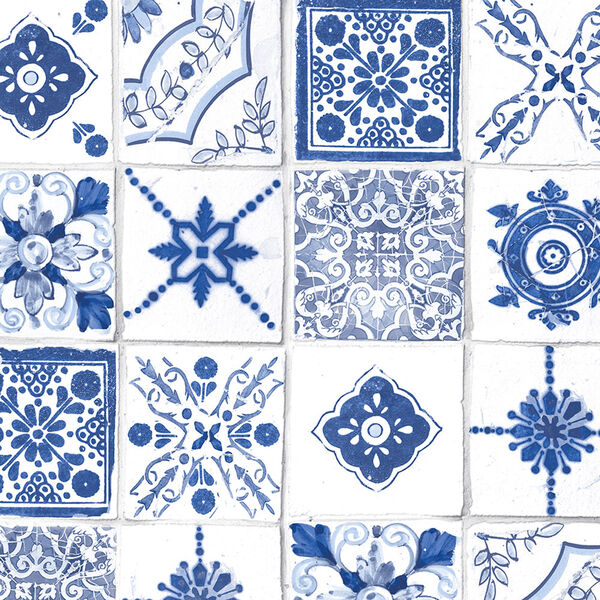 Blue Moroccan Tiles Wallpaper, image 1