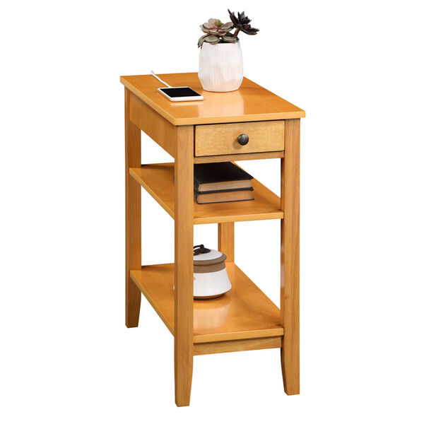Beige American Heritage One Drawer Chairside End Table with Charging Station and Shelves, image 3