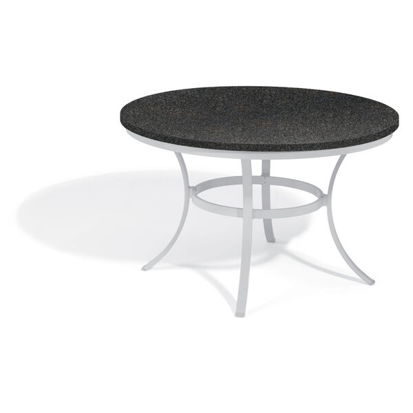 Travira 48-inch Round Dining Table - Powder Coated Aluminum Frame - Lite-Core Granite Charcoal Top, image 1