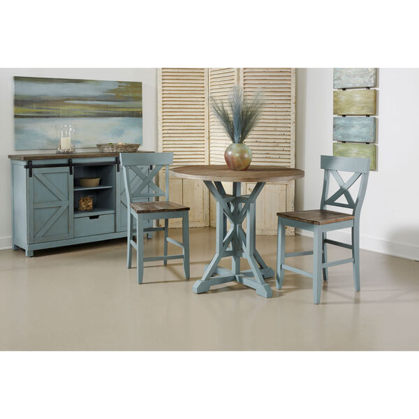 Bar Harbor Blue and Brown Round Counter Height Dining Table, image 2