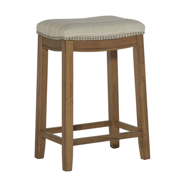 Hampton Linen Striped and Rustic Brown Counter Stool, image 6