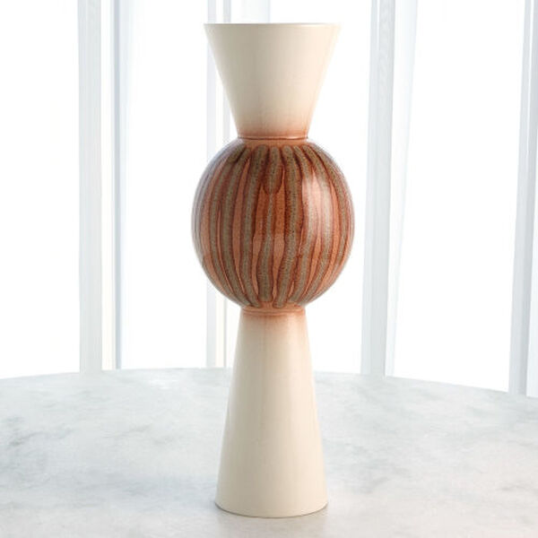 White and Brown Sunset Stripes Upper Orb Vase, image 2