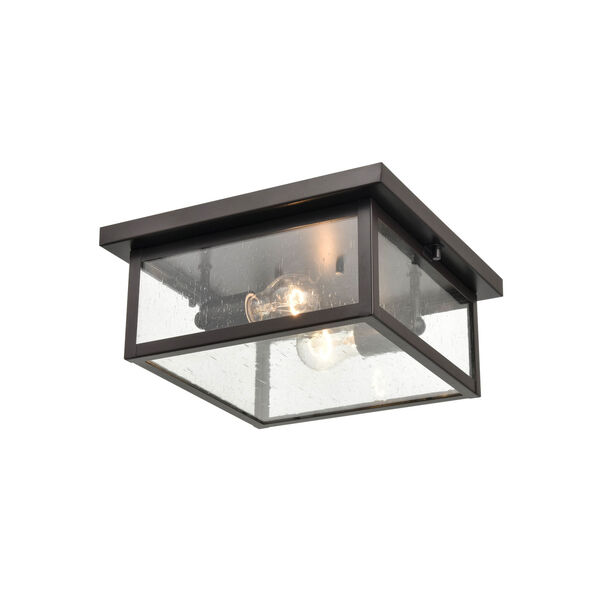 Evanton Powder Coat Bronze Two-Light Outdoor Flush Mount with Clear Seeded Glass, image 4