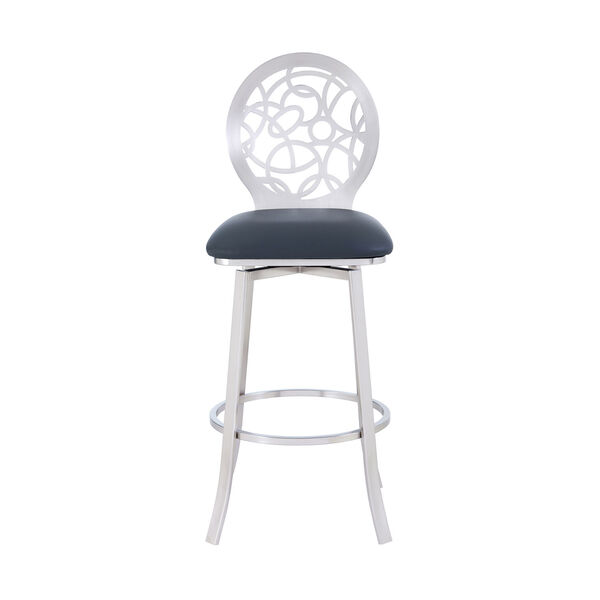Lotus Gray and Stainless Steel 30-Inch Bar Stool, image 2