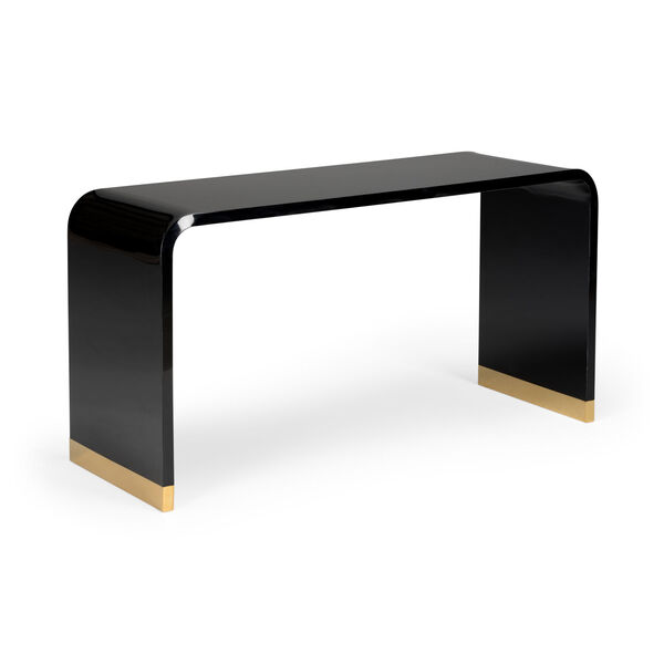 Black and Polished Brass Acrylic Console Table, image 1