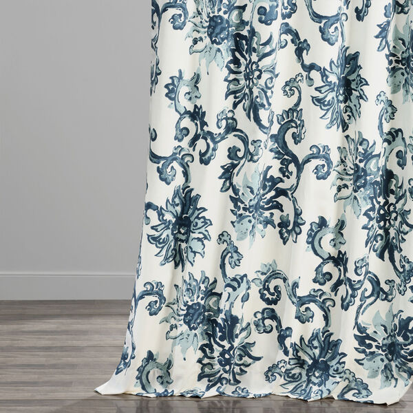 Indonesian Blue Printed Cotton Twill Single Panel Curtain 50 x 108, image 6