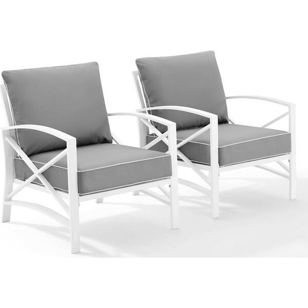 Kaplan Gray White Outdoor Metal Armchair Set , Set of Two, image 5