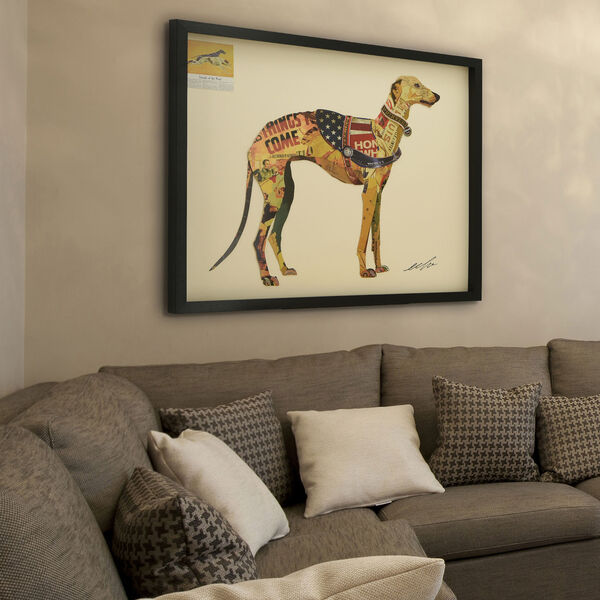 Black Framed Greyhound Dimensional Collage Graphic Glass Wall Art, image 5