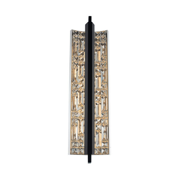 Capuccio Matte Black Chrome LED Wall Sconce with Firenze Crystal, image 1