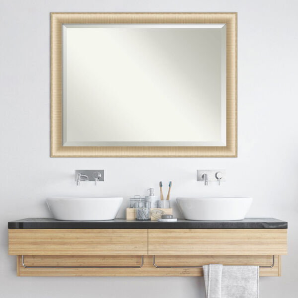 Elegant Brushed Honey 45W X 35H-Inch Bathroom Vanity Wall Mirror, image 6