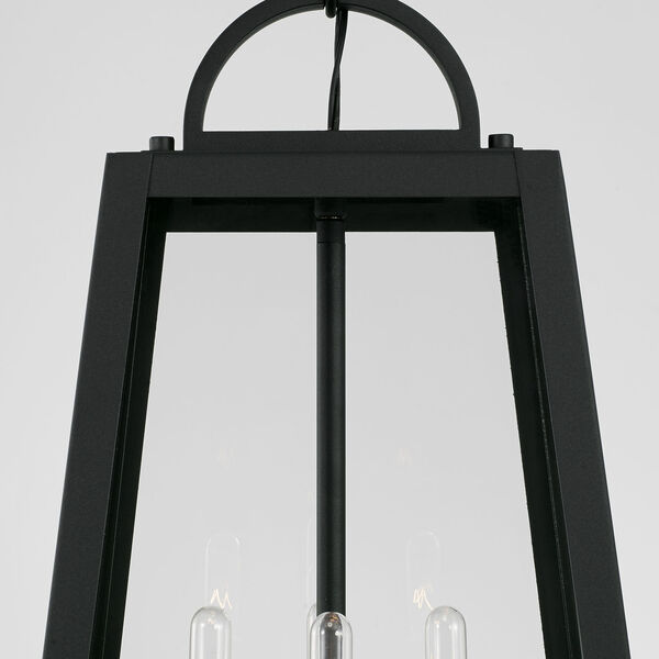 Leighton Black Four-Light Outdoor Hanging Lantern Pendant with Clear Glass, image 4