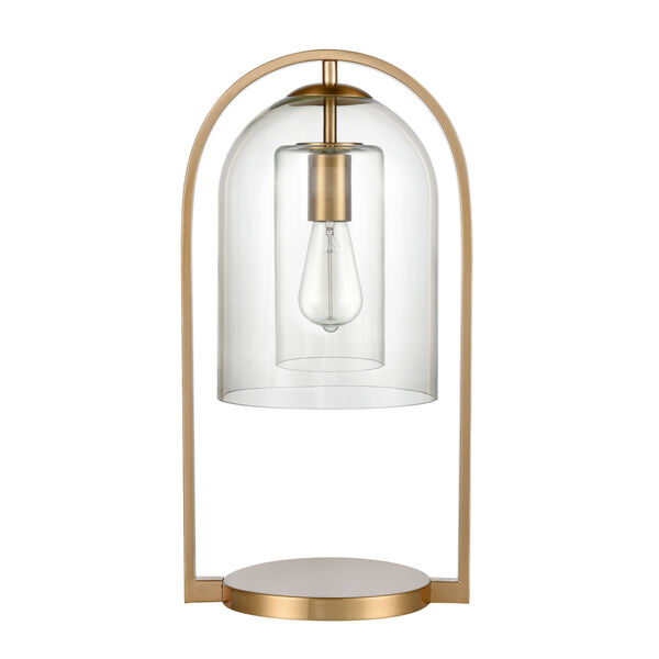 BellJar Aged Brass and Clear One-Light Desk Lamp, image 2