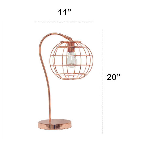 Wired Rose Gold One-Light Cage Table Lamp, image 3